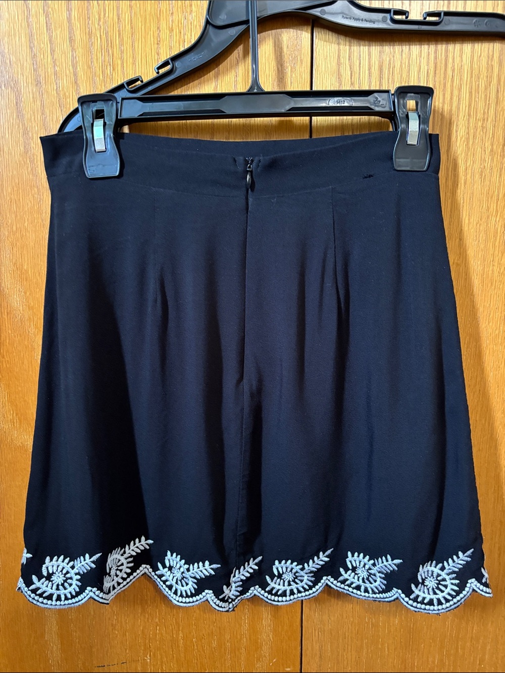 miami Black Skort with White Embroidered Scalloped Hem100% Rayon